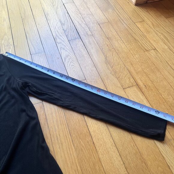 Rebecca Minkoff Size L Black Ribbed High Neck Cutout Long Sleeve Bodycon Dress - Picture 9 of 14